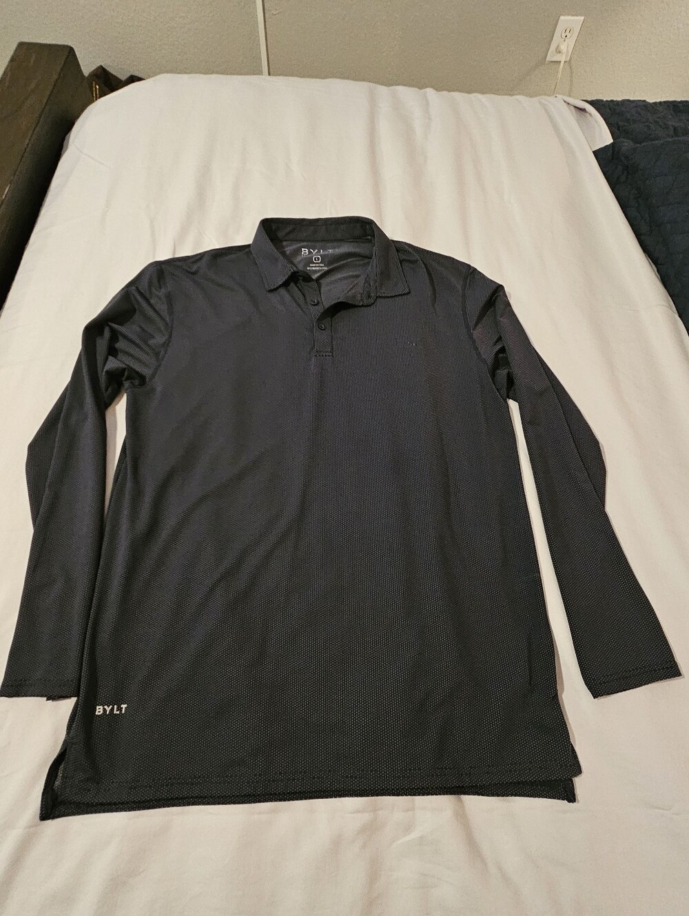BYLT Pulse Long Sleeve Split-Hem Polo, Navy